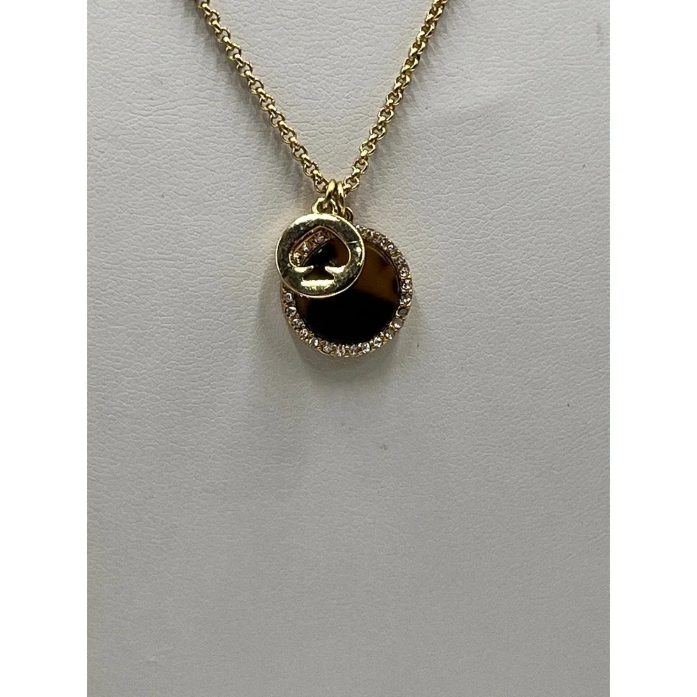 Kate Spade NY Spot The Spade‎ Brown Gold Plated Pave Charm necklace